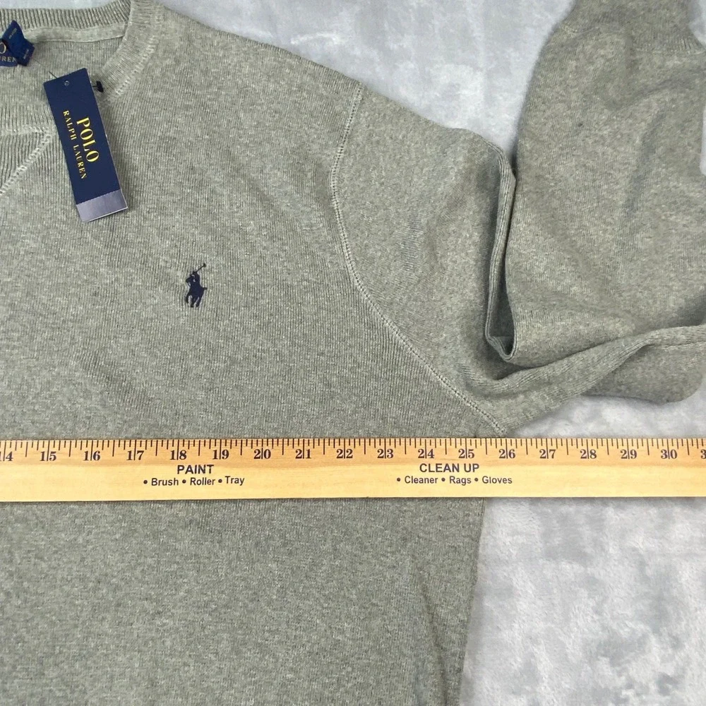 Polo Ralph Lauren Mens XL Grey Cotton Crewneck Sweater Embroidered Pony NWT